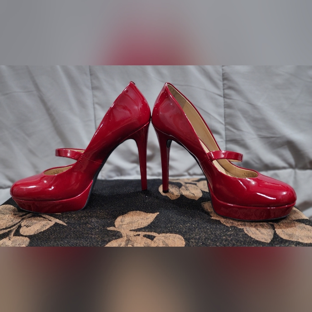 SOLD!  Red Jessica Simpson Platform Pumps